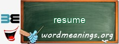 WordMeaning blackboard for resume